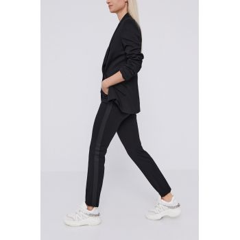 Karl Lagerfeld Pantaloni femei, culoarea negru, mulat, medium waist
