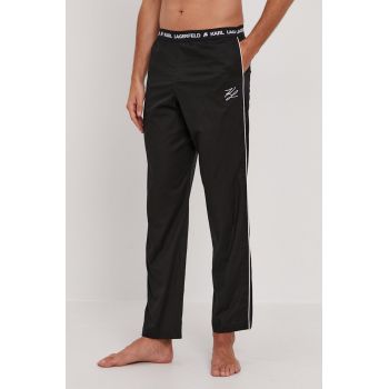 Karl Lagerfeld Pantaloni de pijama bărbați, culoarea negru, cu imprimeu