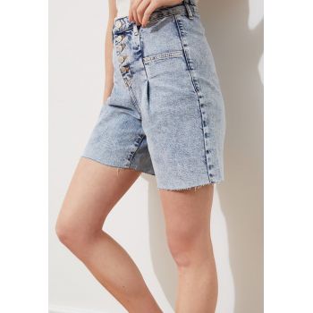 Pantaloni scurti de denim cu talie inalta