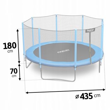 Trambulina de gradina cu plasa exterioara, stalpi si scara 435 cm (14FT) Neo-Sport NS-14Z181 albastru de firma originala