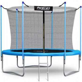 Trambulina de gradina cu plasa interioara, stalpi si scara 312 cm (10FT) Neo-Sport NS-10W191 albastru de firma originala