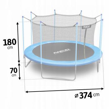 Trambulina de gradina cu plasa interioara, stalpi si scara 374 cm (12FT) Neo-Sport NS-12W181 albastru de firma originala