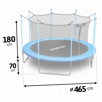 Trambulina de gradina cu plasa interioara, stalpi si scara 465 cm (15FT) Neo-Sport NS-15W181 albastru de firma originala