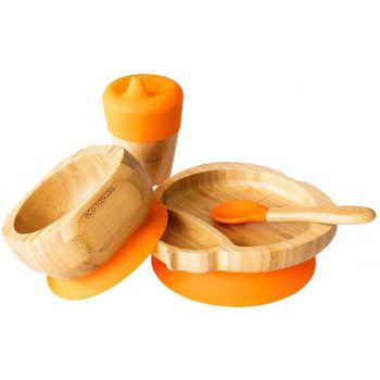 Set cadou din bambus Buburuza portocaliu Ecorascals de firma originala