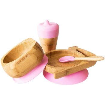 Set cadou din bambus Melc roz Ecorascals de firma originala