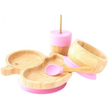 Set cadou din bambus Ratusca roz Ecorascals de firma originala
