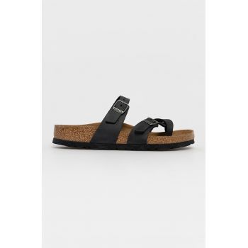 Birkenstock papuci de piele Mayari femei, culoarea negru, 171481