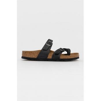 Birkenstock șlapi de piele femei, culoarea negru, cu toc plat 171481-Schwarz