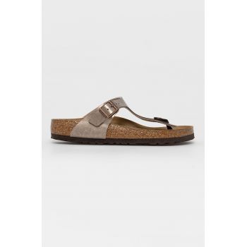 Birkenstock slapi Gizeh femei, culoarea bej, cu toc plat, 1016144