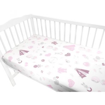 Cearceaf cu elastic 120X60 cm Baby Shower Pink MimiNu