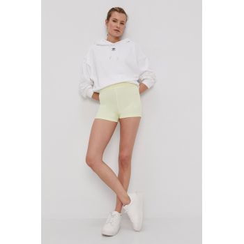 Adidas Originals Pantaloni scurți H56462 femei, culoarea galben, material neted, medium waist
