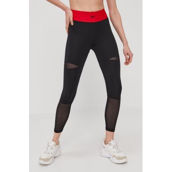 Reebok Classic Colanți H48414 femei, culoarea negru, material neted