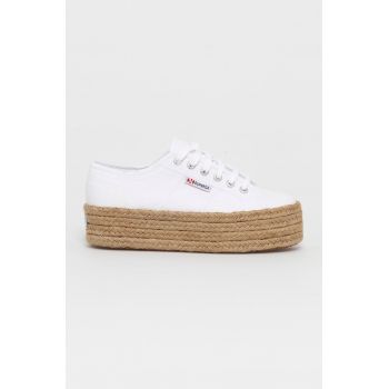 Superga Espadrile culoarea alb, cu platformă ieftine