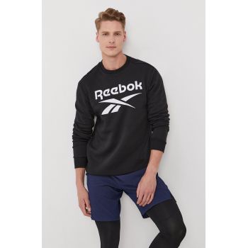 Reebok Bluză GR1654 bărbați, culoarea negru, cu imprimeu