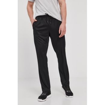 Reebok Pantaloni FP9120 bărbați, culoarea negru, material neted