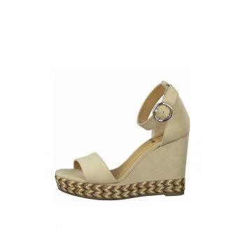 Sandale wedge de piele intoarsa sintetica