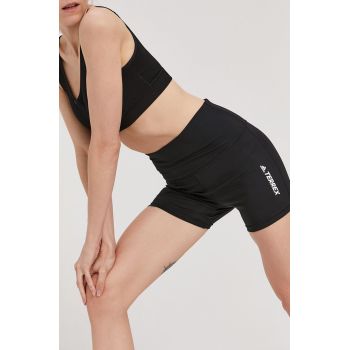 Adidas Performance Pantaloni scurți GQ1369 femei, culoarea negru, cu imprimeu, high waist ieftini