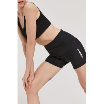 Adidas Performance Pantaloni scurți GQ1369 femei, culoarea negru, cu imprimeu, high waist de firma originali