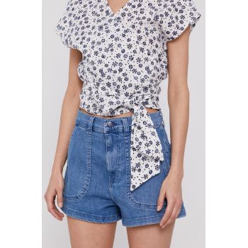 Pepe Jeans Pantaloni scurți ADELINE femei, material neted, high waist