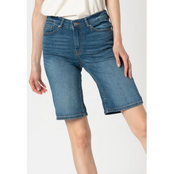 Bermude din denim cu aspect decolorat Luxe