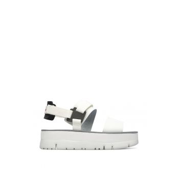 Sandale flatform de piele si material textil la reducere