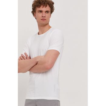 Boss Tricou bărbați, culoarea alb, material neted