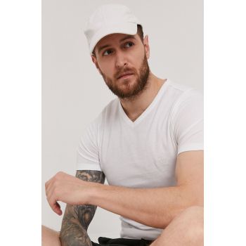 Boss Tricou bărbați, culoarea alb, material neted