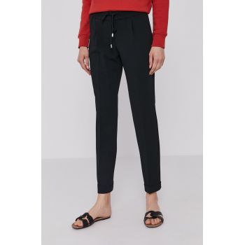 BOSS pantaloni femei, culoarea negru, model drept, high waist 50427841