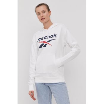 Reebok Bluză GI6700 femei, culoarea alb, cu imprimeu