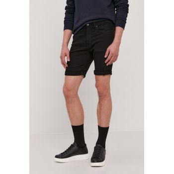 Selected Homme Pantaloni scurți jeans bărbați, culoarea negru