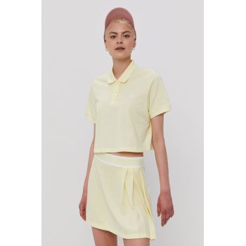 Adidas Originals Tricou femei, culoarea galben, cu guler