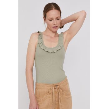 Pepe Jeans Top Dorina femei, culoarea verde