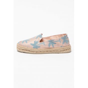 Espadrile cu motive tropicale brodate Rose