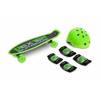 Set Skateboard cu casca cotiere si genunchiere Toyz Dexter Verde