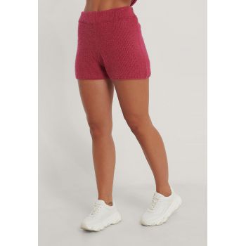 Pantaloni scurti tricotati cu talie inalta