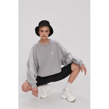 Adidas Originals Hanorac de bumbac femei, culoarea gri, cu imprimeu