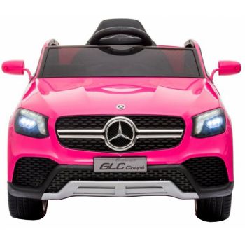 Masinuta electrica cu roti din cauciuc si scaun piele Mercedes-Benz GLC Coupe Pink de firma originala