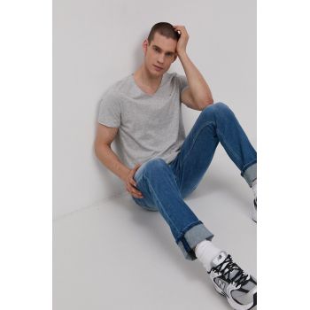 Tommy Jeans tricou bărbați, culoarea gri, melanj DM0DM09587 ieftin