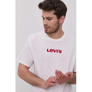 Levi's Tricou bărbați, culoarea alb, cu imprimeu