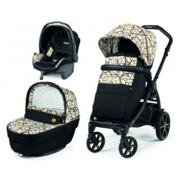 Carucior 3 in 1 Peg Perego Book, Primoviaggio SL, 0 - 22 kg, Graphic Gold, Negru   Bej