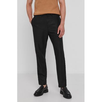 Tiger Of Sweden Pantaloni bărbați, culoarea negru, model drept