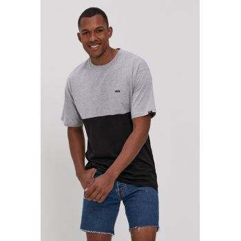 Vans Tricou bărbați, culoarea gri, material neted