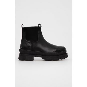 Aldo Ghete Chelsea de piele femei, culoarea negru, cu toc drept Aldo Ghete Chelsea de piele femei, culoarea negru, cu toc drept