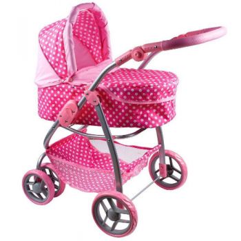 Carucior PLAYTO pentru Papusi 2 in 1 Jasminka Roz Alb Carucior PLAYTO pentru Papusi 2 in 1 Jasminka Roz Alb