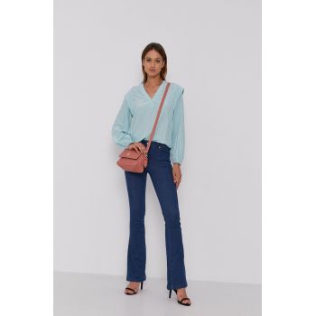 Sisley Bluză femei, culoarea turcoaz, material neted