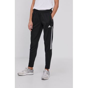 Adidas Performance Pantaloni GQ1241 femei, culoarea negru, cu imprimeu