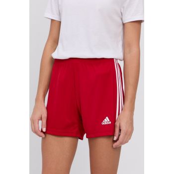 Adidas Performance Pantaloni scurți femei, culoarea rosu, material neted, medium waist