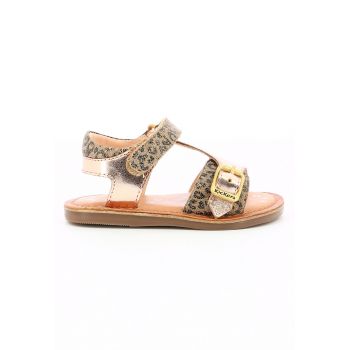Sandale de piele cu garnituri animal print Sandale de piele cu garnituri animal print