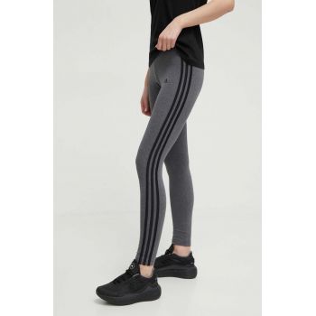 adidas colanți GV6019 GV6019 femei, culoarea gri, material uni GV6019