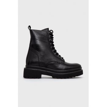Aldo Cizme de piele femei, culoarea negru, cu toc plat Aldo Cizme de piele femei, culoarea negru, cu toc plat